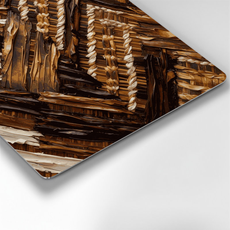Hawaiian Lauhala tissage d'art mural en métal brun, H 32 po x l 32 po