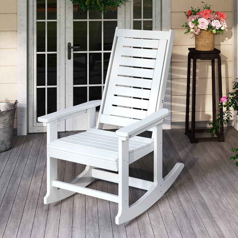 Chaise berçante d'extérieur Plumville, Blanc