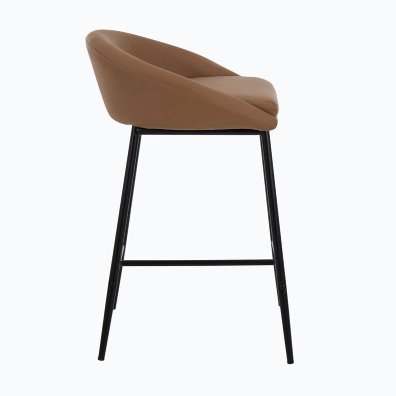 Glam Upholstered Counter Stool with Metal Frame