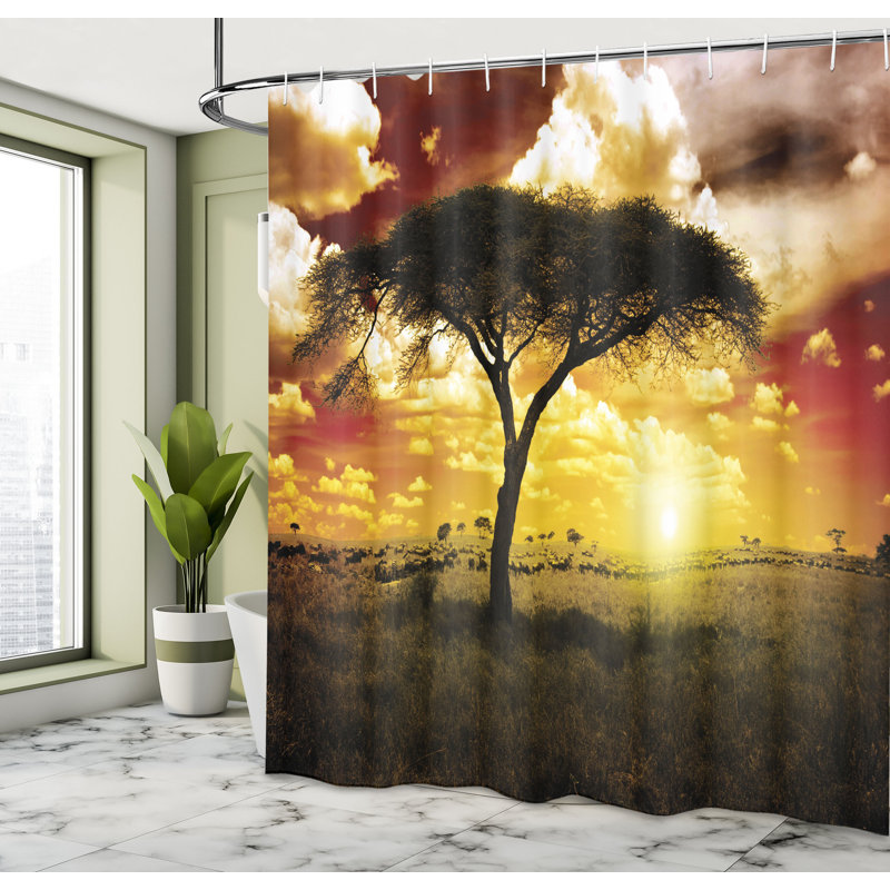 Shower Curtain with Hooks Included, 70" H x 69" W
