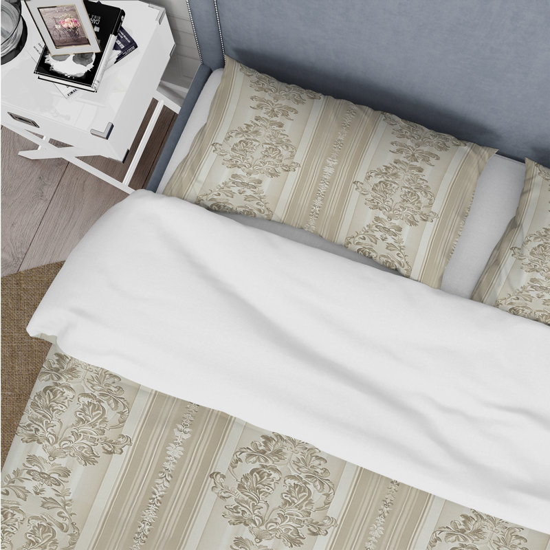 Ensemble de housse de couette Beige White Flower, Housse de couette très grand et 2 très grandes t