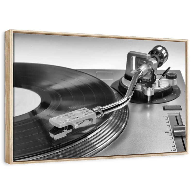 Tourne-disque en vinyle BW, Cadre flottant en bois naturel, 37 po x 25 po
