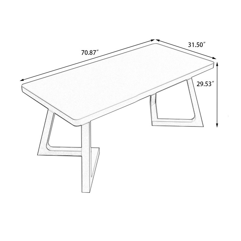 Black Rectangular Solid Wood Dining Table, 29.53"H x 70.87"L x 31.5"W