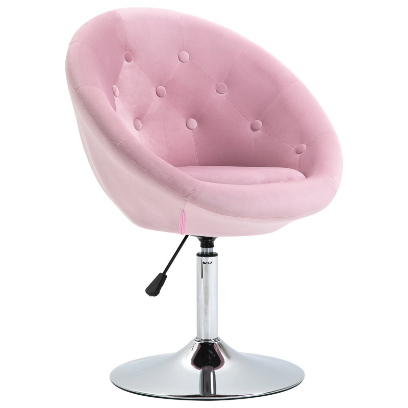 Chic Accent Seat - Pink, Round , Height Adjustable For Living Room Area Swivel Base
