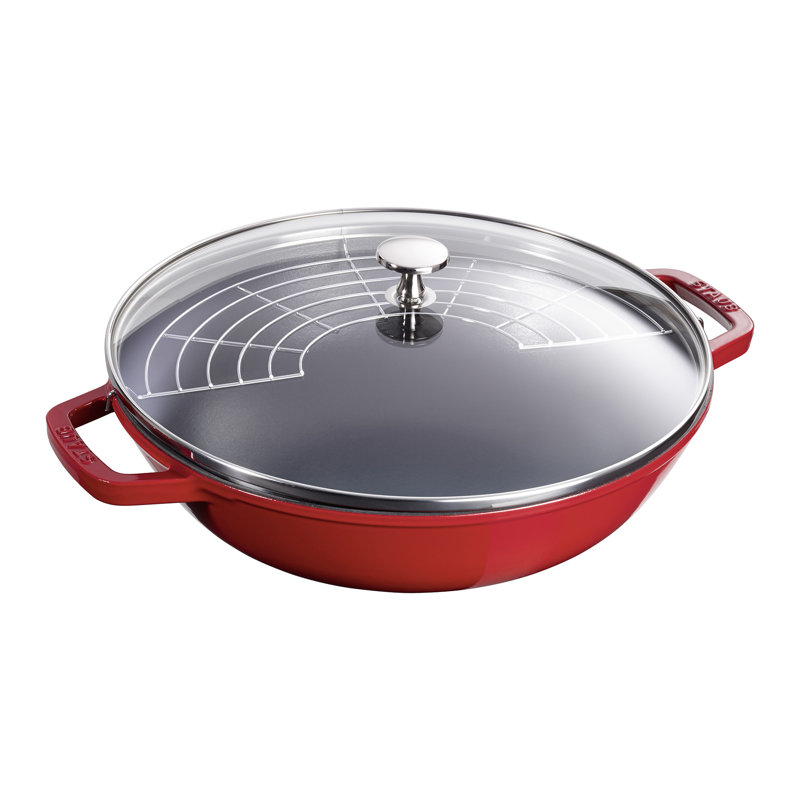 Wok en fonte avec couvercle Staub, Cerisier