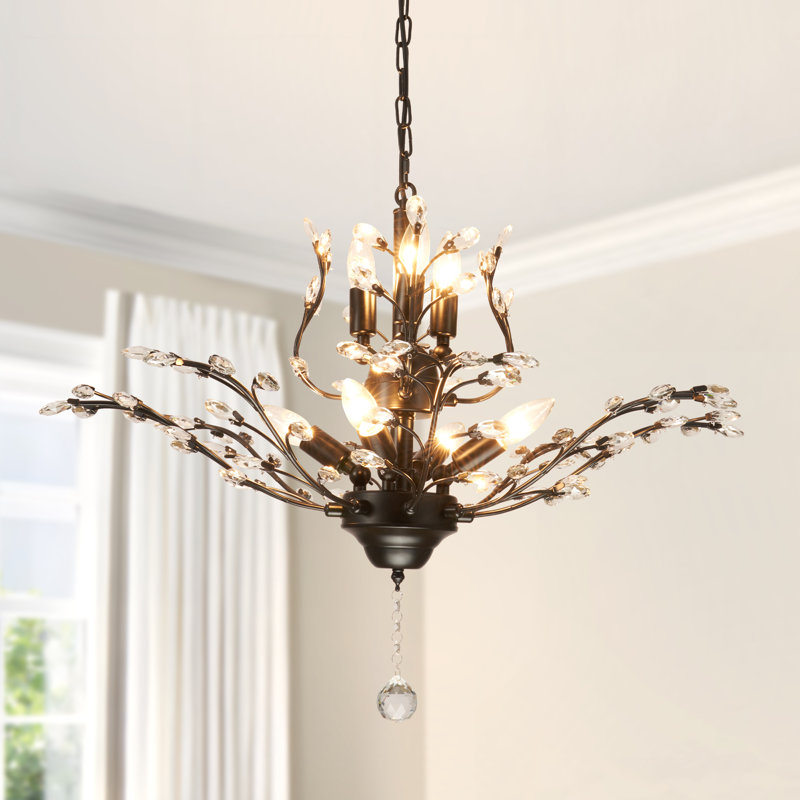 Elisabete 7 - Light Dimmable Vintage Crystal Branch Chandeliers, Black