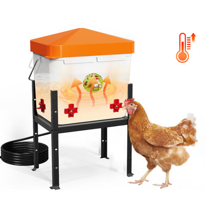7L Heated Chicken Waterer with Adjustable Stand, 4 No-Drip Nipple Drinkers, 3 Mounting Options, Winter Freeze-Proof Poultry Water Dispenser for Backyard Chickens, Ducks & Small Farm Animals