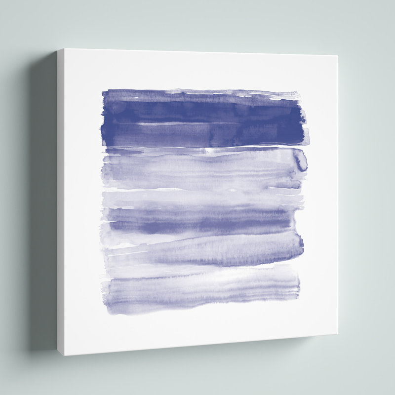 Bleu marine coups de pinceau - impression sur toile tendue, H 12 po x l 12 po