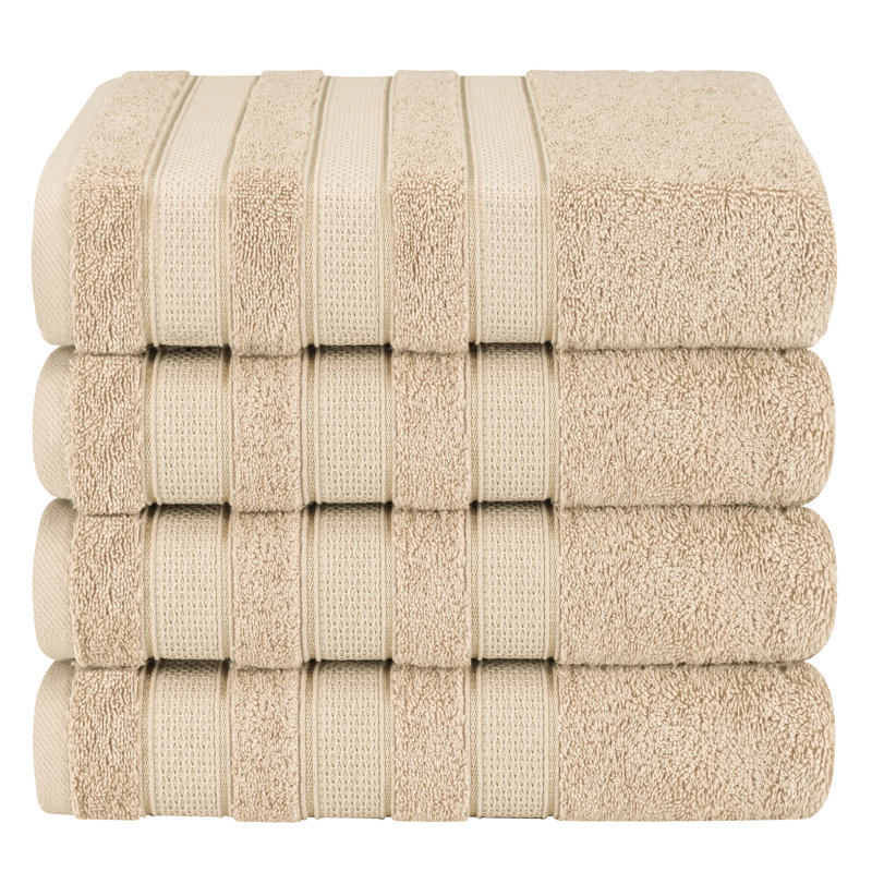 100% Cotton 4 Piece Luxury Turkish Bath Towel Set, Beige