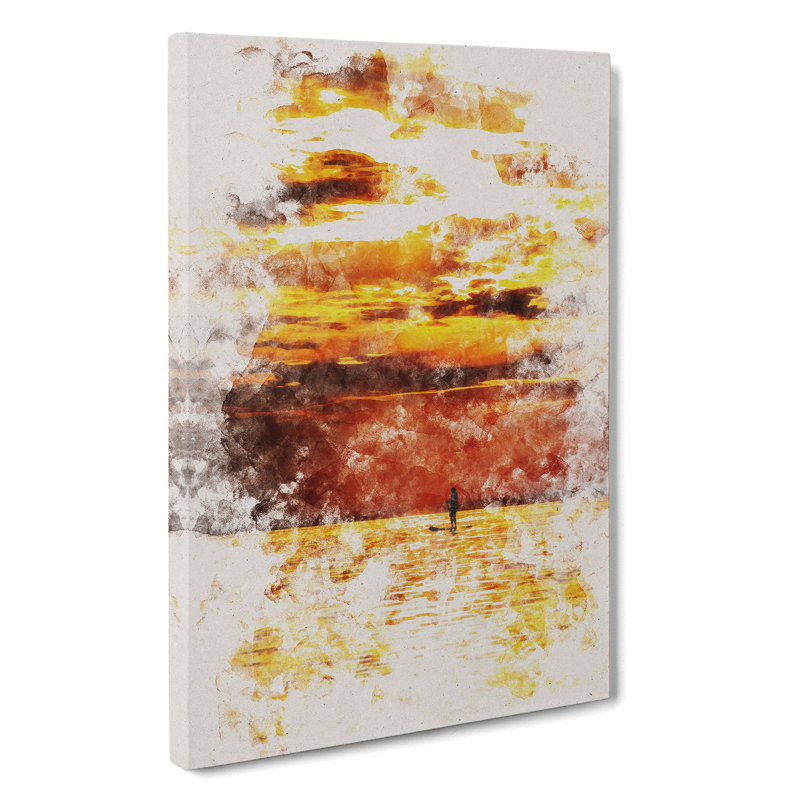 Paddleboarding at Sunset - Wrapped Canvas Graphic Art, 60cm H x 40cm W x 3cm D