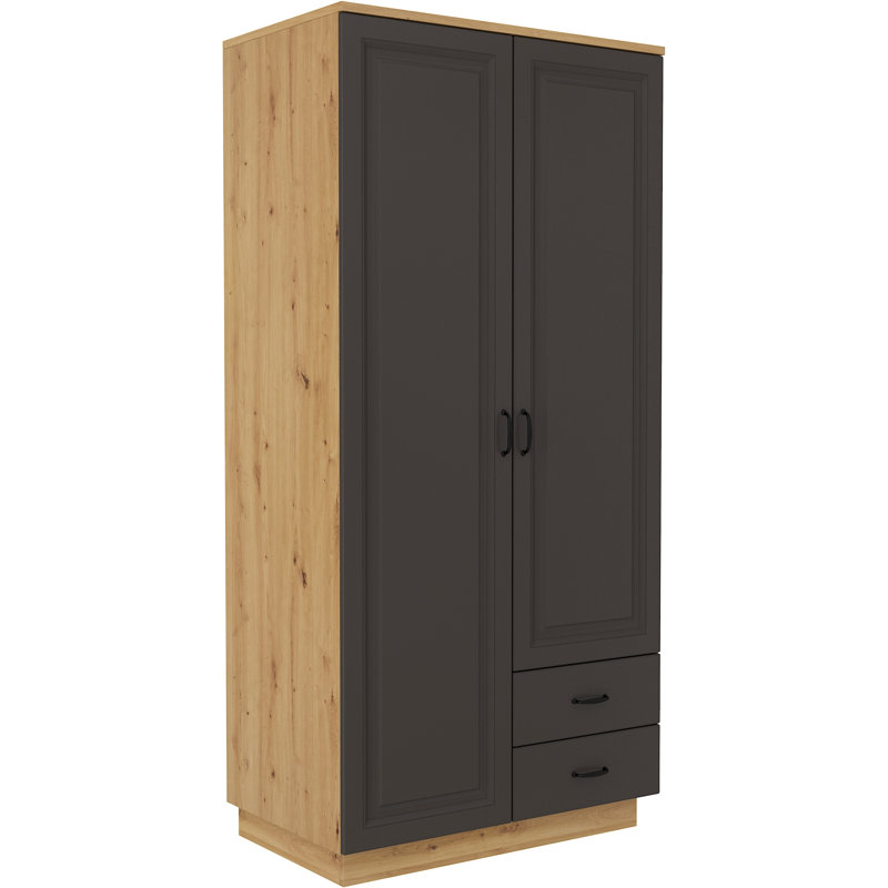 Wilcoxon 2 Door Solid + Manufactured Wood Wardrobe, Black