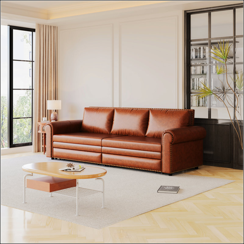 Canapé Chesterfield, Similicuir brun clair