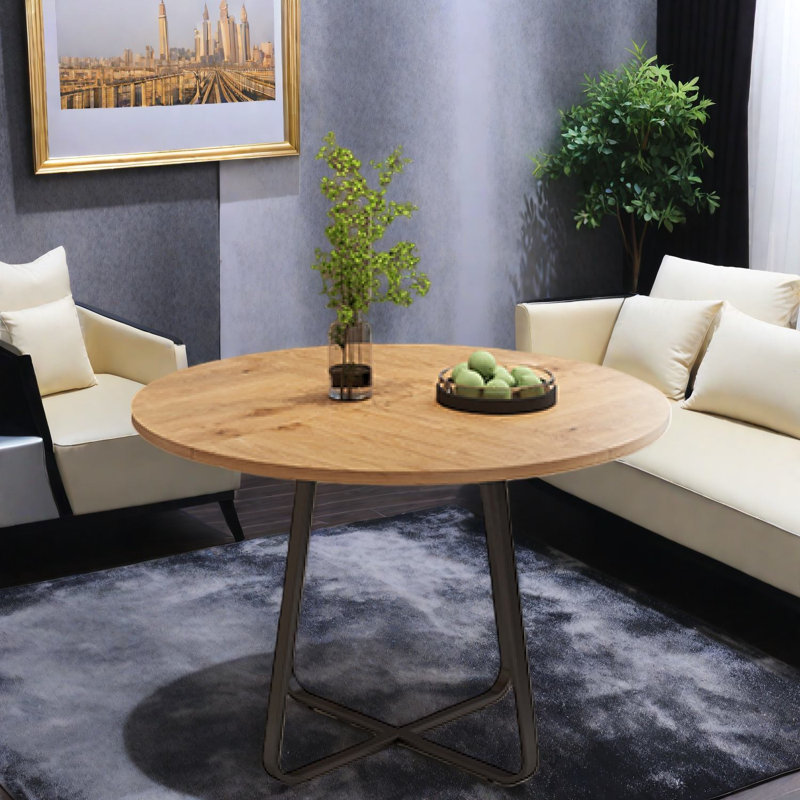 Table de salle à manger moderne en bois, pieds robustes en MDF, assemblage spacieux et facile
