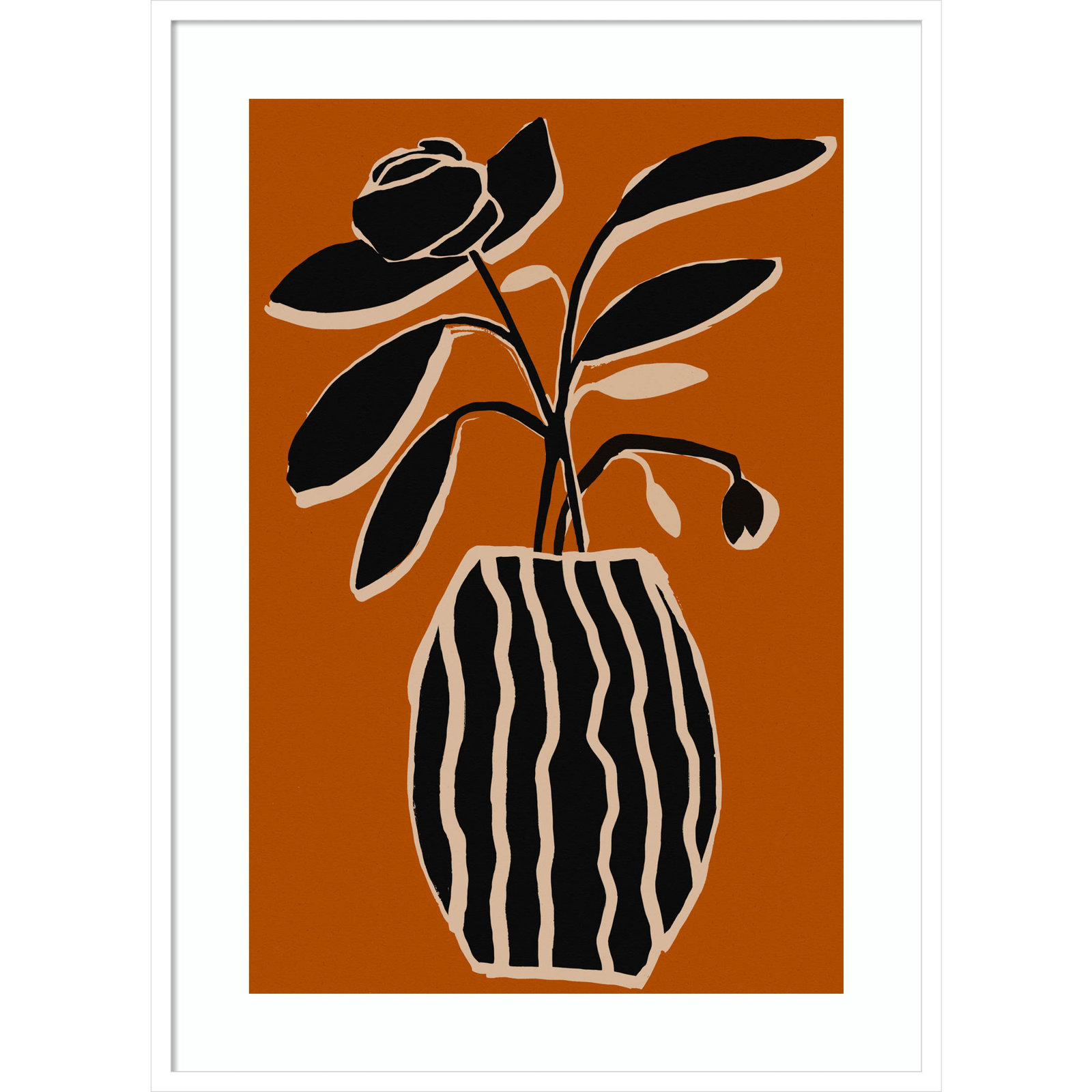 Ochre Still Life No 5 by Treechild, White Framed, 41" H x 30" W x 1" D