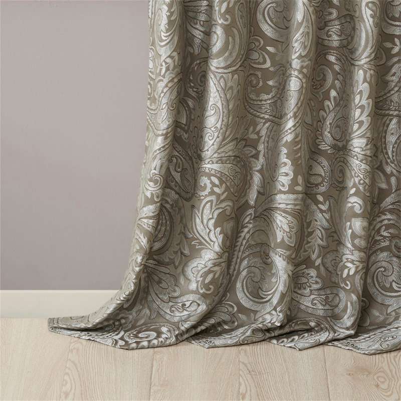 Paire de rideaux en jacquard, Brun, L 50 po x L 84 po