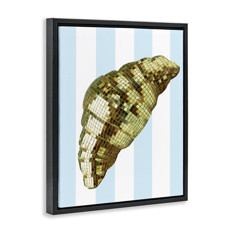 Cadre flottant Disco Croissant & Blue Stripes, design par Lil 'Rue, H 31 po x l 25 po, Cadre flottant noir de jais
