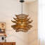 Luminaire suspendu 1 lumière rotin fleur brune-1011922109