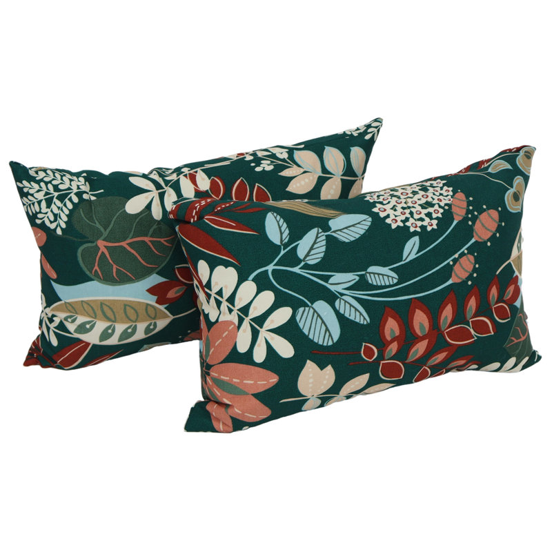 Rectangular Outdoor Lumbar Pillow, Windcrest Spruce
