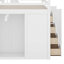 Lit mezzanine en bois pleine grandeur avec placards, armoires et tiroirs-430346785