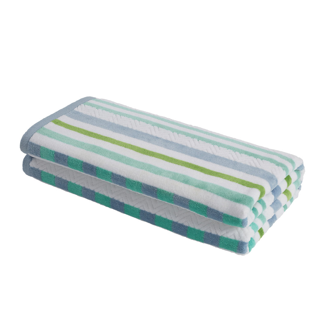 Gilus 100% Cotton Stripe Textured Beach Towel (Set of 2) Birch Lane™ 