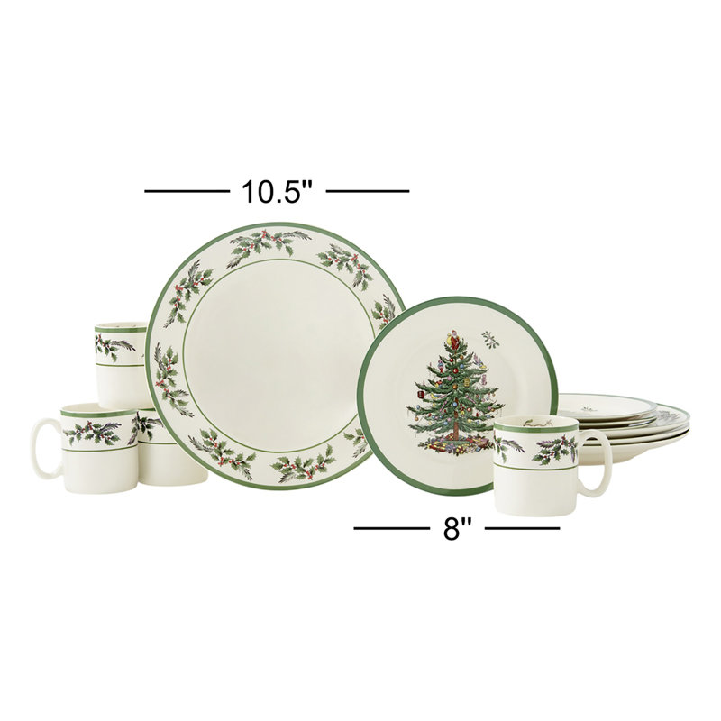 Spode Christmas Tree Holly Holly 12Pc Set