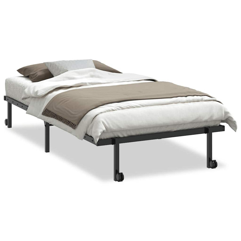 Bed Frame Without Mattress Foldable Steel, 104.5 x 222cm, Black