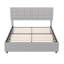 Base de lit tapissier pleine grandeur avec tête de lit ajustable Kempst, base de lit plateforme complète avec station de charge, sommier à lattes en bois, aucun sommier nécessaire-483643429-483643434
