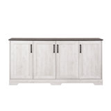 Yazeed Rustic Ridge Washed White 4 Door Sideboard Storage Cabinet