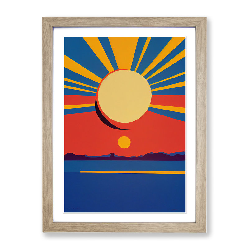 Majestic Abstract Sunset - Framed Print, 64cm H x 46cm W x 2cm D, Oak