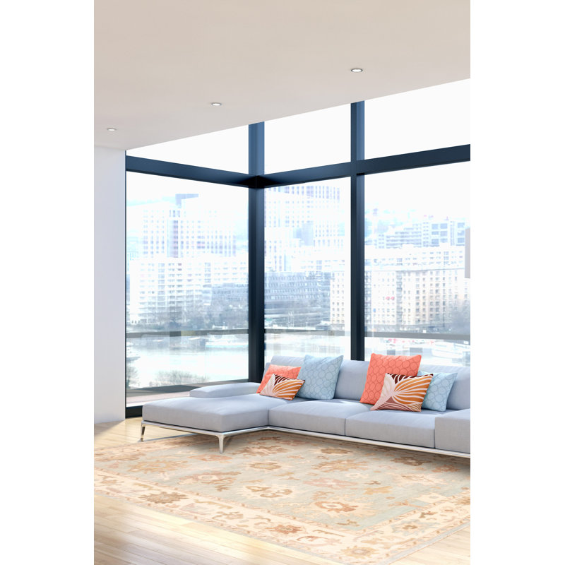 Tapis bleu moderne Oushak 9 pi 0 po x 12 pi 0 po