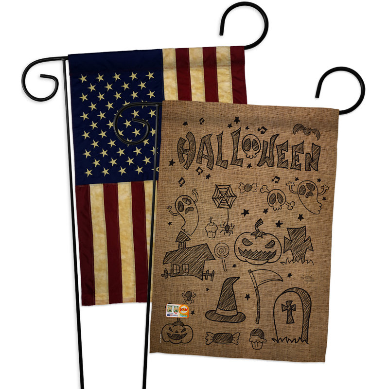 Double Sided 18.5'' H x 13'' W Polyester Halloween Garden Flag