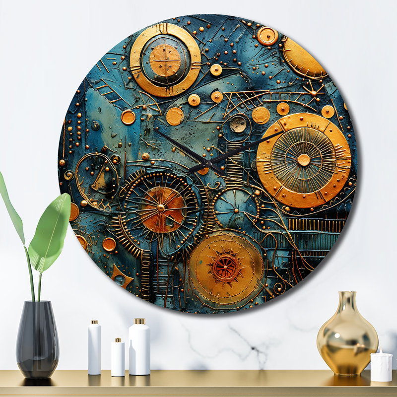 Horloge murale antique avec boussole géométrique II, Grand