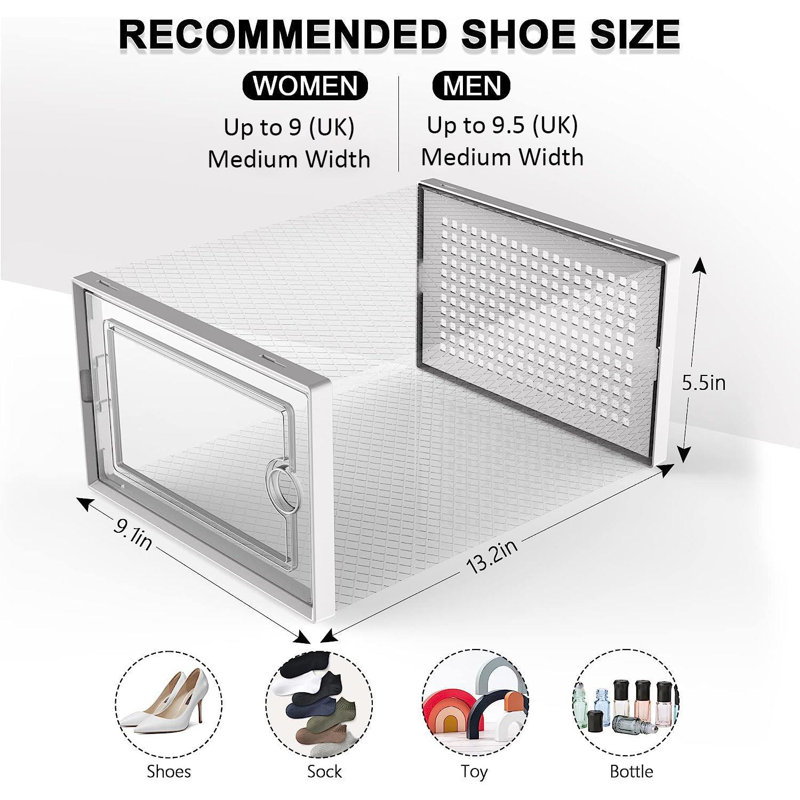 5 Pair Stackable Shoe Storage Box, White