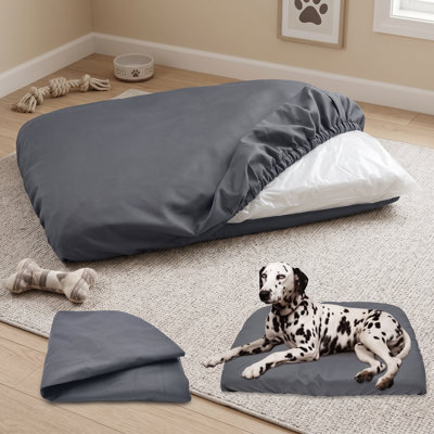 Grey Waterproof Dog Bed Replacement Cover, Machine Washable Heavy-Duty Scratch Resistant Pet Mattress Protector, Fits 41x27 Inch Dog Bed, Cover Only