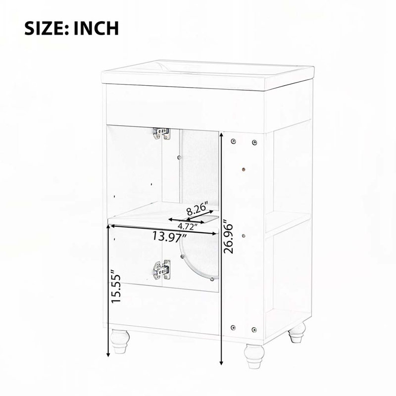 Meuble-lavabo de salle de bain avec lavabo en céramique, tablette à deux niveaux et tablette réglable, Noir