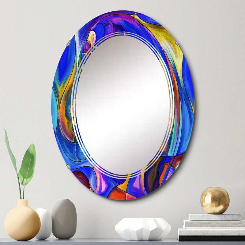 Série Life Geometrie Interplay Of profils humains - Miroir mural moderne ovale, 30 po x 20 po