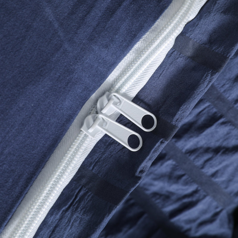 Ensemble de housse de couette en microfibre 3 pièces Tristah, Housse de couette pour grand lit et 2 taies décor, Bleu marine