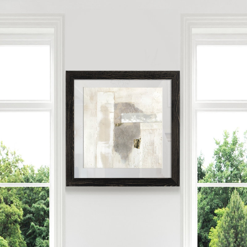 Neutre or I - impression sur papier, H 35,5 po x l 35,5 po x P 1,5 po, Cadre noir