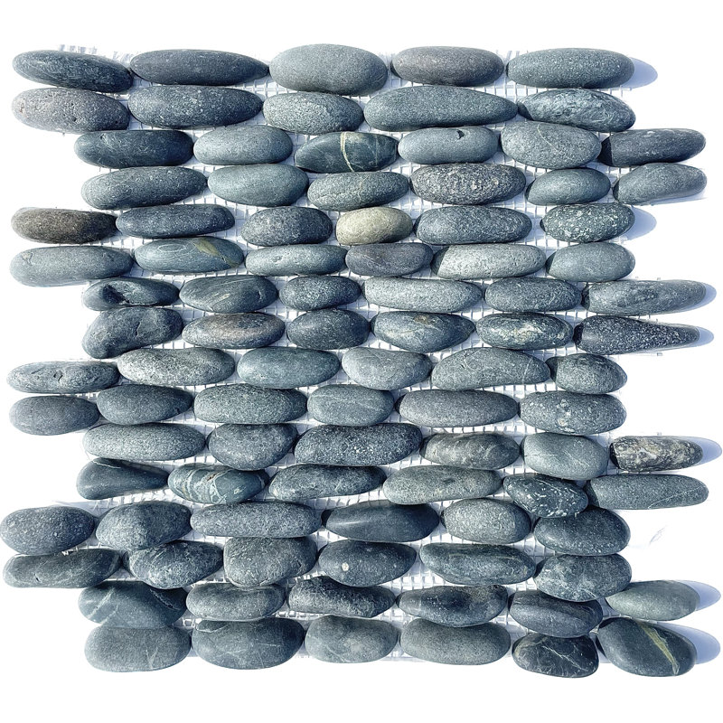 Matte Black Standing Pebble Mosaic 12" x 12"