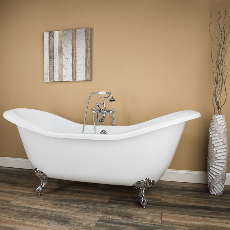 Serenity 72" x 31" Clawfoot Soaking Acrylic Bathtub, Chrome