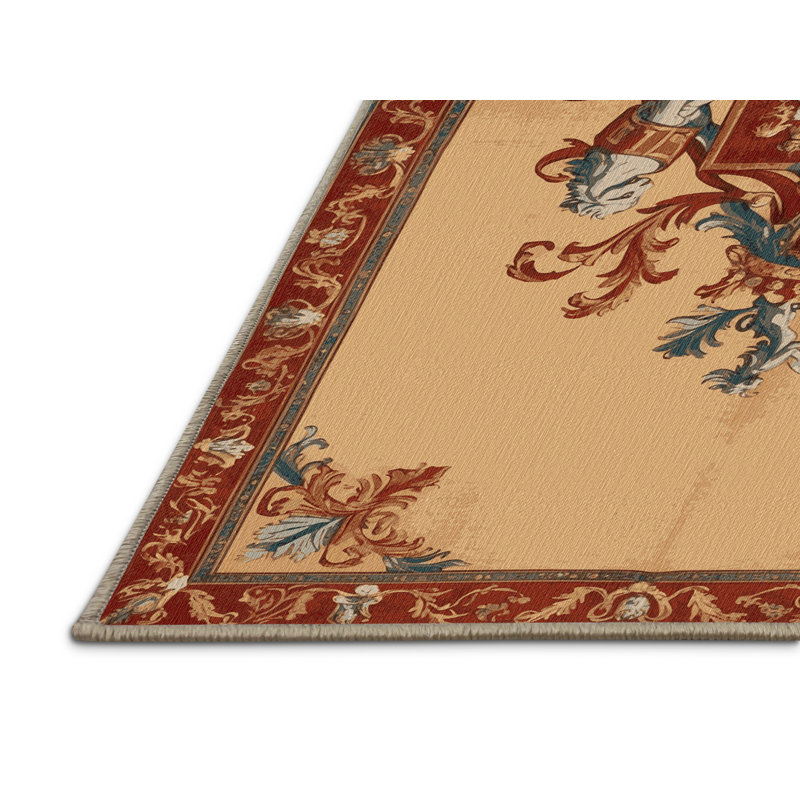 Machine Washable French Brown Area Rug, Round 5'
