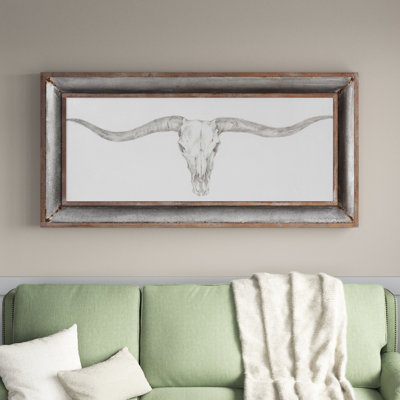 «Western Skull Mount», impression sur bois encadrée