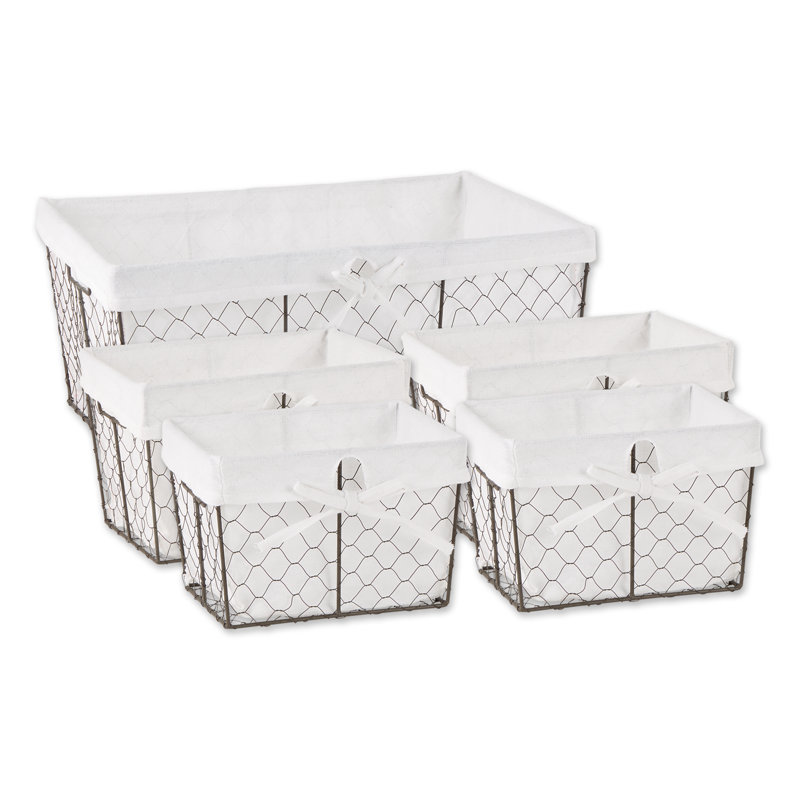 Gracie Oaks Decorative Basket, White