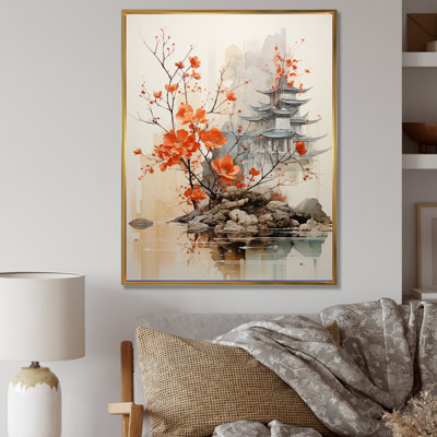 Red Tree Asian Art Landscape I - Asian Art Canvas Art