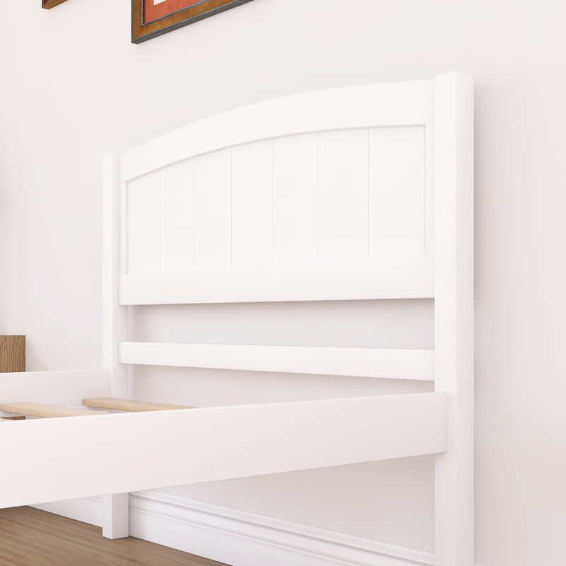 Lit plateforme en bois avec tête de lit, Blanc