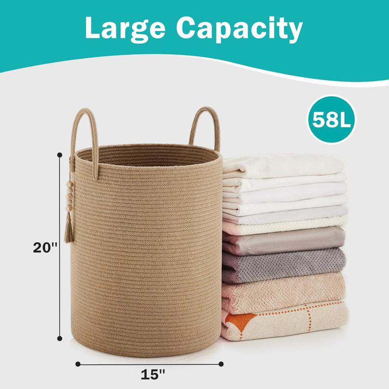 Panier à linge en tissu avec poignées
