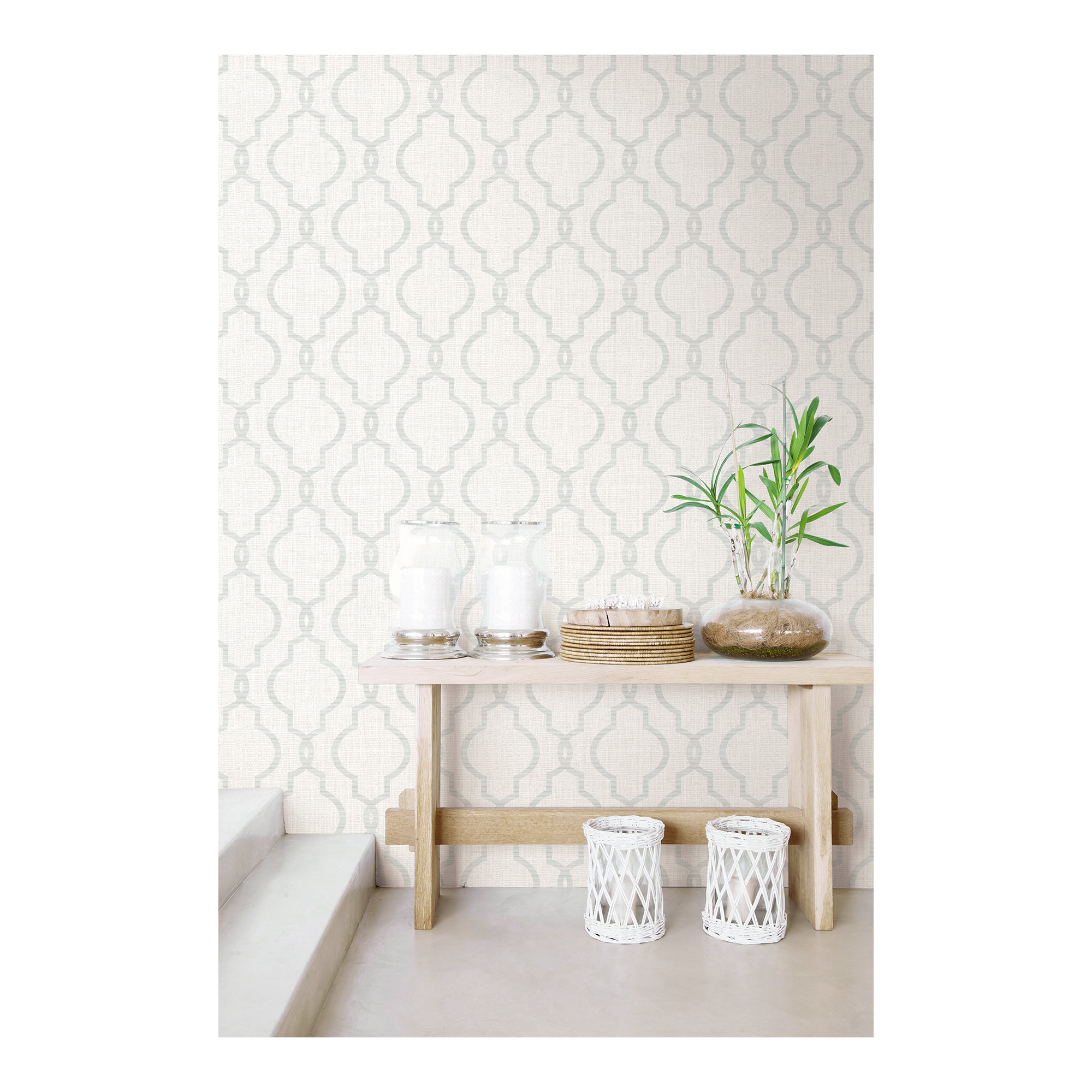 Paonia Geometric Wallpaper, Paper, Gray