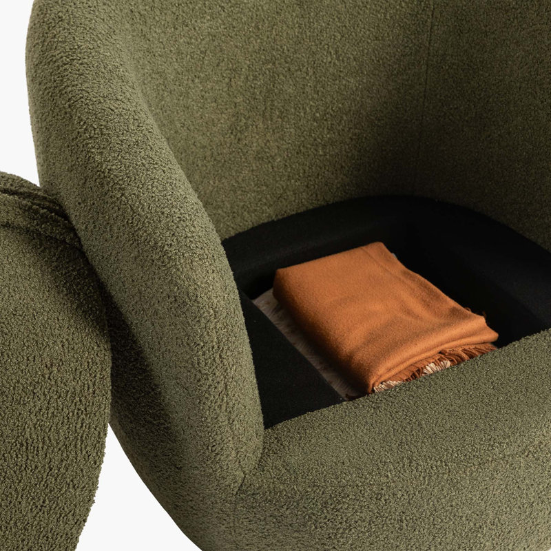 Fauteuil demi-tonneau pivotant de 30,3 po Dollinda, Vert foncé