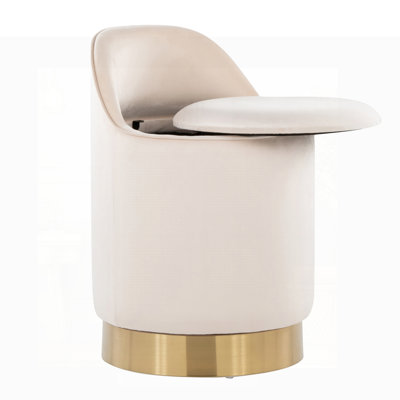 Luxurious Velvet Vanity Stool with Swivel Base and Storage, Perfect for Glam and Contemporary Interiors.