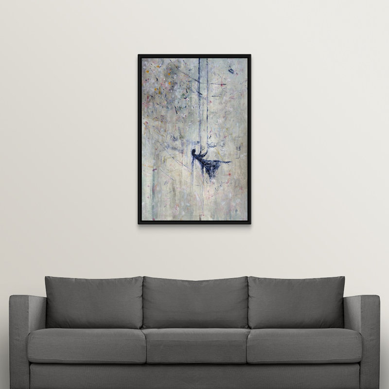 « étoile fleuri », peinture sur toile, H 49,7 po x l 33,7 po x P 1,75 po, Cadre flottant noir